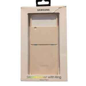 E4. Samsung Silicone Cover with Ring Case  for Samsung Galaxy Z Flip4 Pink Peach